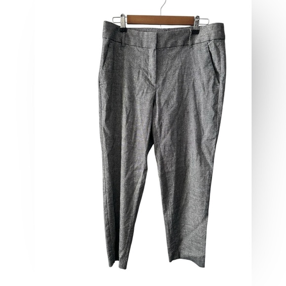 LOFT size 8 Marisa linen blend dress pant gray ankle crop straight leg - Picture 1 of 14